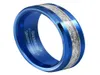 6mm Blue Tungsten Eherband imitierten Meteoriten -Inlay Ring4931857