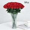 Fiori decorativi 5 pezzi realistici artificiale bouquet rosso fiore di rosa finta per arredamento da tavolo per matrimoni decorazioni di Natale di San Valentino regali di San Valentino
