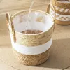 Fancy Wicker Planter Basket Natural Flower Pot Home Decor Garden Bamboo Seagrass Storage Baskets Toy Holders 240430