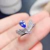 Cluster anneaux tanzanite naturelle pour femmes argent 925 bijoux de luxe pierres de luxe 18 km