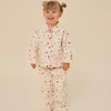 2024 ks enfants pulls tricotés robes garçons filles mignons imprimés swetshirts tops pantalons set veste de vêtements bébé vêtements roberie y240430