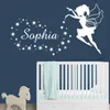 Nome personalizado de fada adesivo de parede adesivo Little Angel Stars personalizados adesivos para bebês para berçário quarto quarto decoração 9967347