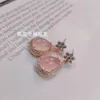 Bengelen oorbellen 925 zilveren roségoud ingelegde groene chalcedony waterdruppel roze agaat sieraden oorbellen.