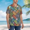 Chemises décontractées pour hommes Shirt Mandala Retro Mandala Elegant Diagonal Floral Cool Hawaiian Men de courte manche