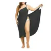 Femmes plage porte une plage d'été sexy femme enveloppe de couleur solide robe de bikini couverture sarongs maillots de bain de maillot de bain pour femmes d240501