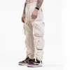 Calças masculinas Hip Hop Street Casual Bottoms Moda 3D Bolsos múltiplos bolsos Cargo Brincadeiras Prants de moletom de cordão