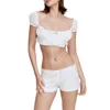 Tanks pour femmes Femmes 2 pièces Summer Summer Scoop Scoop Col Crops Crops Shorts à taille basse Set Beach Party Clubwear