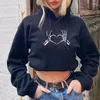 Jackets femininas Moletom feminino Y2K Capates punk impressão de capuz de grandes dimensões Grunge Hoodie Gótica Estética Mulher