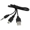 Wysokiej jakości czarny USB2.0 A MINI B MAL MALN + 3,5 mm Audio Aux 1 do 2 Audio CableAdapter Ładowarka