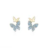 Boucles d'oreilles Stud Korean Style Butterfly Fomen Women Pink / Purple / Green / Blue Cumbic Zirconia Fresh Girl Delate Girl Bijoux