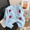 Women's Knits Cardigan Strawberry Soft Sweet Fresh Knitted Sweater Women Autumn Winter Thickened Long Sleeve Top