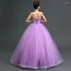 Feestjurken zweet licht paarse dame meisje vrouwen prinses banket prom performance dans bal jurk jurk