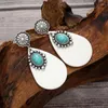 Dangle Earrings Personality Retro Fashion Light Luxury Earring For Women Drop Sequin Leather Sapphire Stone Pendant Party Accessories