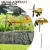 3D Plane Garden Weather Vane Plug Decor Anti-corrosion Metal Airplane Plug-in Windmill Weatherproof Ornaments for Outdoor Garden 240430