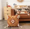 Almohada cubierta de naranja marrón negro con borde de bordado decoración del hogar sofá fundamento de almohada 45x45cm