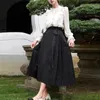 Jupes capricieuses femmes jupe longue jacquard haute taille landinte faste dames chic style chinois rétro noir