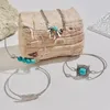 Link bransoletki Vintage Blue Stone Butterfly Bransoletka dla kobiet Klasyczna Klątka Pieczek Bieczek Regulowana impreza biżuterii 5pcs/zestaw