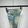 2024 Spring Herbst Stickerbrief Print Reißverschluss Herren Jeans Blattlicht gewaschener Mannes lange Bleistifthose WCNZ145