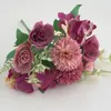 Fleurs décoratives Bouquet de fleurs roses élégantes artificielles pour table centrale de table de bureau à domicile