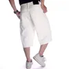 Pure White Lose Plus Size Hip-Hop Jorts Herren geschnittene Denim-Shorts Solid 240430