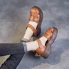 Casual schoenen Birkuir Retro Weave Sandalen voor vrouwen echt leer Big Head Dikke hak gesloten teen zachte zolen haaklus dames sandaal