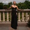 Lässige Kleider 2024 sexy Frauen elegante lange Kleider vor Schulter durch die elastische Taille Solid Color Gown Party Hochzeitskleidung