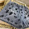 Shorts femminile 2024 Summer Denim Paiugine Reading Personality larga pantaloni a gamba High Waist Street