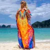 Loose Böhmen Print Bikini Deckbedecke Robe de Plage Frauen Tunika Sarong Badeanzug UPS Long Beach Pareo Kleid