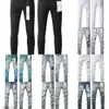 Herren lila Marke Low -Rise -Skinny Männer Jean White gesteppt Vintage Stretch Cotton Jeans J8RV