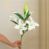 Dekorativa blommor 75 cm lång lily artificiell fest bröllop brud bukett falsk växt för vardagsrum bord hem garen dekoration verklig beröring