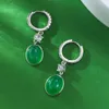 Brincos de garanhão jóias S925 Inlaid de prata 8 10 simulado Green Jade Chalcedony Rich Woman Luxury