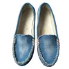 Schoen Casual platte schoenen Leer Autumn Loafer Women Slips zachte ronde teen denim flats jeans plus size 240426