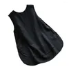 Women's Tanks Women Vest O-neck Sleeveless Side Slit Hem Tank Tops Loose Pullover Streetwear