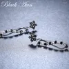 Серьги -грибы 2024 Romancit Silver Color Jewelry Cropless Flower Drop для женщин Черный шпинель женский серьговый подарок I036