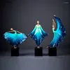 Decorative Figurines Marble Base Gradient Color Peacock Dancer Artwork Sculpture Desk Decoration Ornaments Character Statue Modern Home