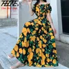 Thhhone vestidos robe maxi longue dres été des vêtements indiens bohème coton lin floral manche courte style coréen occasionnel 240423