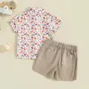 Kleidungssets Kleinkind Baby Jungen Gentleman Outfits Ball Druckknöpfe Kurzarmhemden Tops und Shorts 2pcs Sommer Kinderkleidung Set