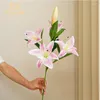 Dekorativa blommor 75 cm lång lily artificiell fest bröllop brud bukett falsk växt för vardagsrum bord hem garen dekoration verklig beröring