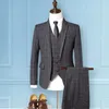 Homme pour hommes (pantalon de gilet de blazer) Business de mode italien Business élégant gentleman plaid slim décontracté costume