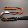 Correntes 8mm Moda Rudraksha Howlite 108 Minchas Madeiradas Colar Tassel Madeirel Comprimento da ópera em camadas Gift Wood Metal Men Wear