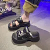 Buty sukienne beżowe sandały Sandały Kobiety wysokie obcasy platforma 2024 Summer gruby dolny podglądacz