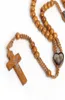 Handgemaakte sieraden Groothandel natuurlijke houten hand geweven houten kralen Jeruzalem katholieke religieuze sieraden Jezus ketting2703690