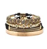 Bracelet réglable tressé en or luxueux Men de mâle Crown Black Zircon Charme en acier inoxydable Gift Salentine039s Day4998980