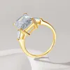 Gecertificeerde 10ct Emerald Cut Ring Gold Big Diamond Wedding Sieraden voor vrouwen waterdichte verloving bruid cadeau in 240424