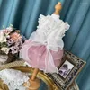 Dog Apparel Summer Pet Clothes Pink White Lace Crystal Bow Party Princess Dress For Small Medium Yorkshrie Poodle Puppy's Outerwear