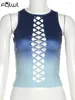 Tanques de mujeres Habris Blue MANEVELESS CROP TOP Party Fiesta de playa para mujeres 2024 Moda de verano Y2K Off Shoulder Bodycon Hollow Out Tank