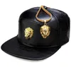 Hip Hop Rap 5 pannello Gold Metal Gold Head PU Cappellino da baseball Cash Cash Belt Unisex Cancella Cappelli uomini Black Rosso 2106236632881