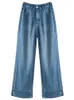 Jeans ziqiao cool acétate pour les femmes design de niche de conception d'été pantalon lâche mince fine tamis femelle 240423