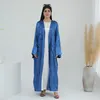 Vêtements ethniques Cardigan modeste musulman élégant pour les femmes Aid Dubai Open Abaya Robe 2024 Mate de dinde de luxe à manches longues Ching Ching Luxury