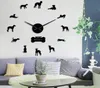 Ponadgabarytowy Whippet Dog Portret 3D akrylowy Zegar Ściany Włoski Greyhound Canine Animal Mirror Effect Naklejki ścienne Zegar zegarowy 22842204